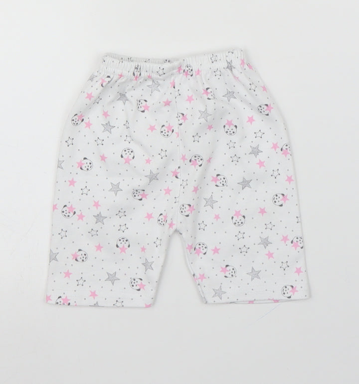 Preworn Girls White   Capri Leggings Size 0-3 Months  - Panda