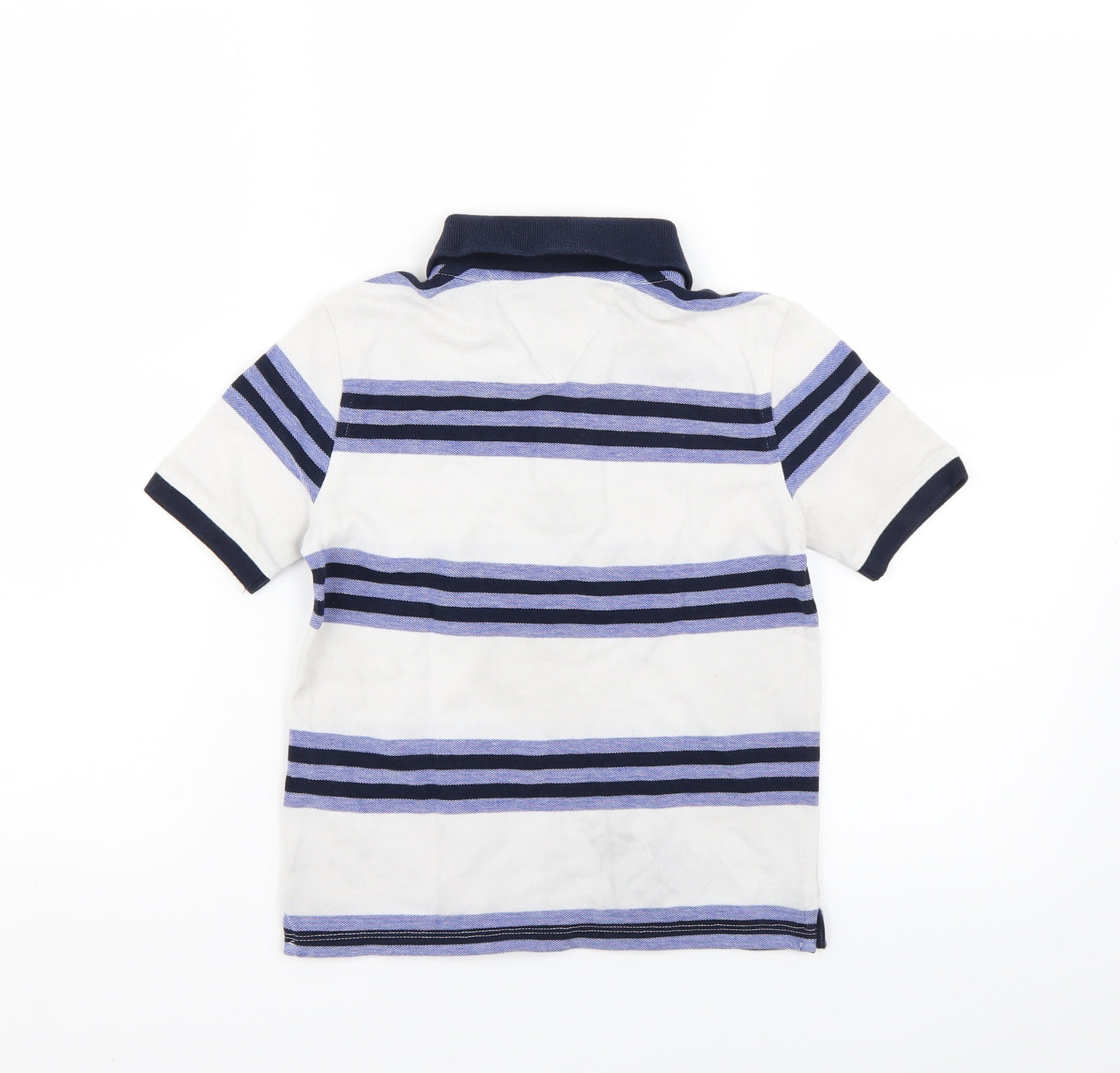 Tommy Hilfiger Boys White Striped  Basic Polo Size 6-7 Years