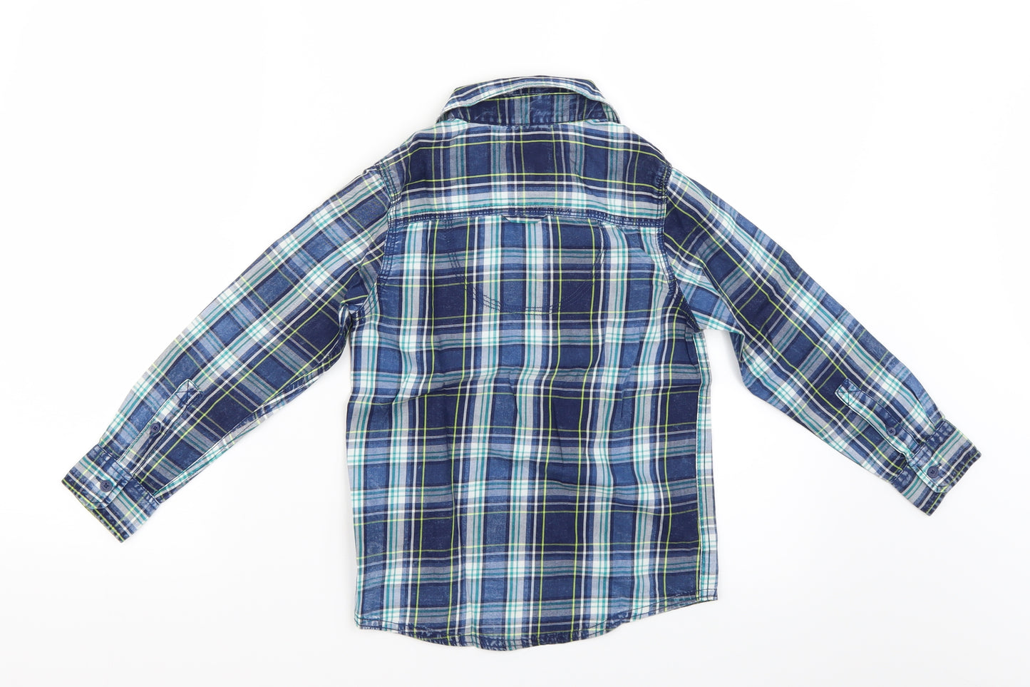 Mantaray Boys Blue Plaid  Basic Button-Up Size 7 Years