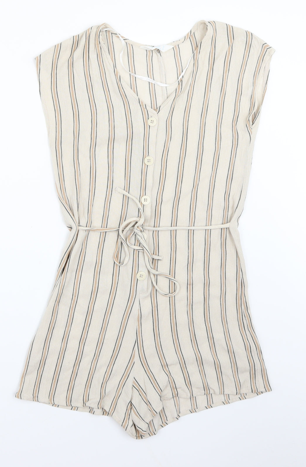 Primark Womens Beige Striped  Romper One-Piece Size 6