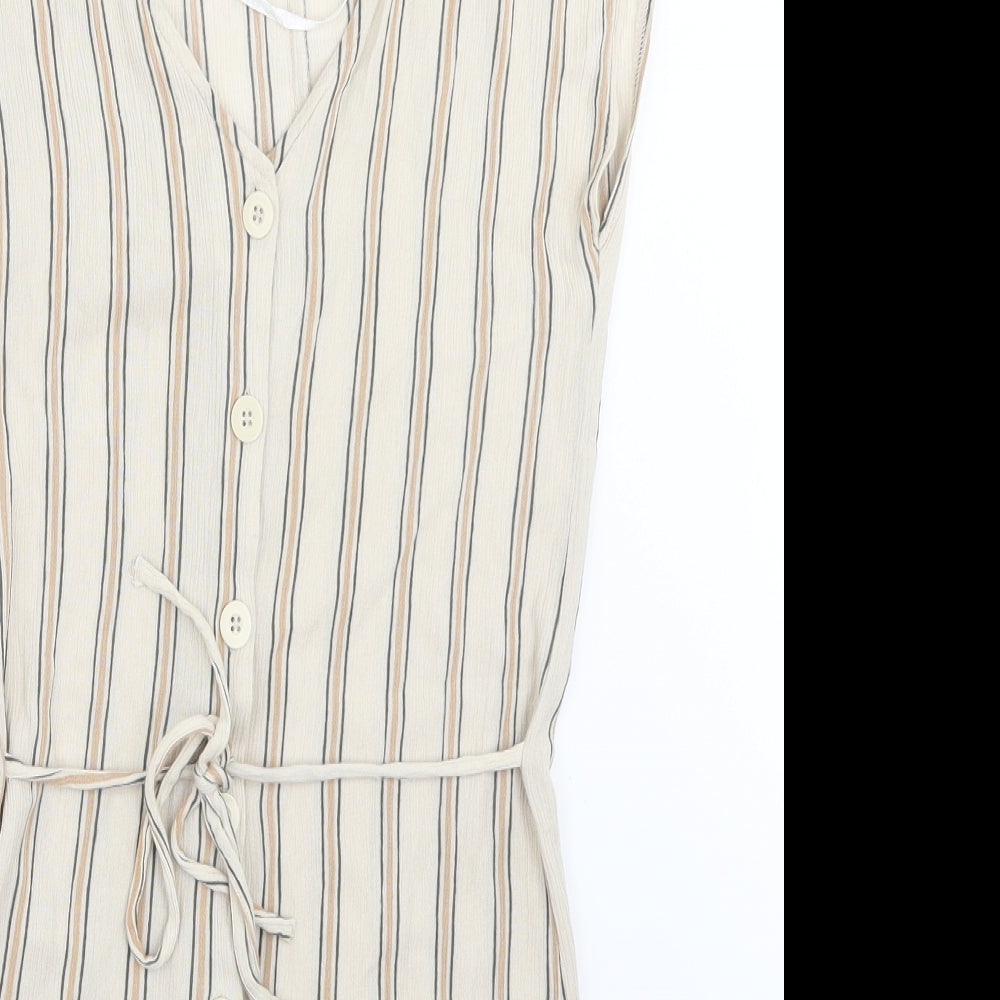 Primark Womens Beige Striped  Romper One-Piece Size 6