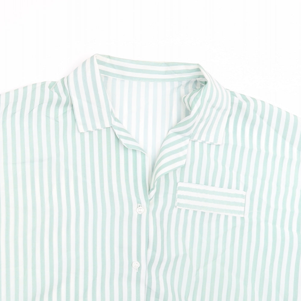 Preworn Womens Green Striped  Basic Button-Up Size 18