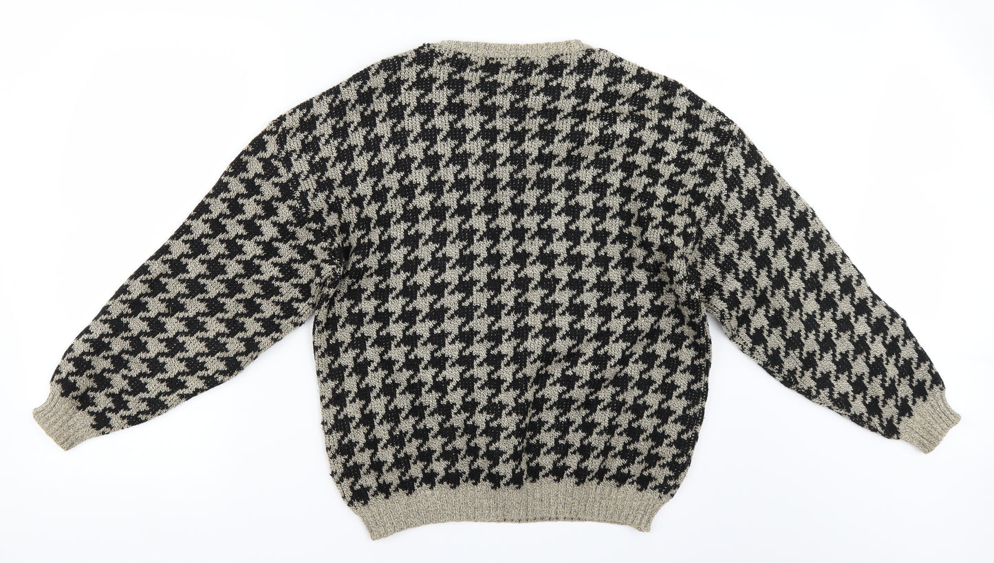 Principles Womens Beige Houndstooth  Pullover Jumper Size L