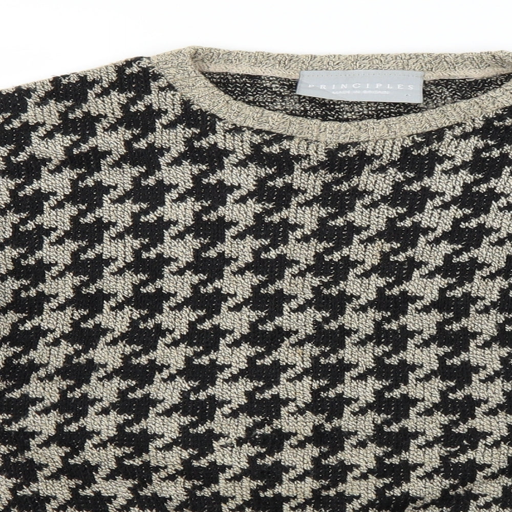 Principles Womens Beige Houndstooth  Pullover Jumper Size L