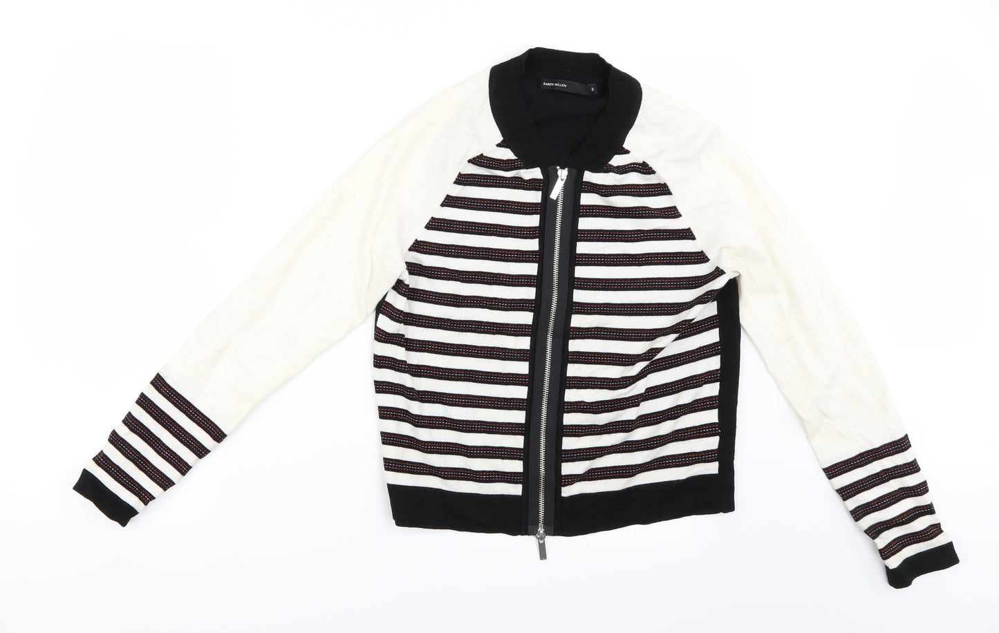 Karen Millen Womens Multicoloured Striped  Full Zip Jumper Size 6
