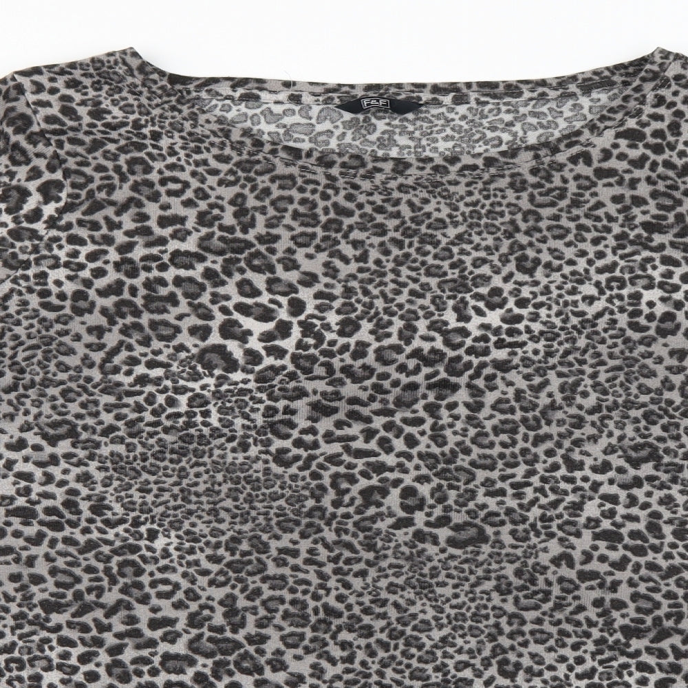 F&F Womens Grey Animal Print  Basic Blouse Size 18