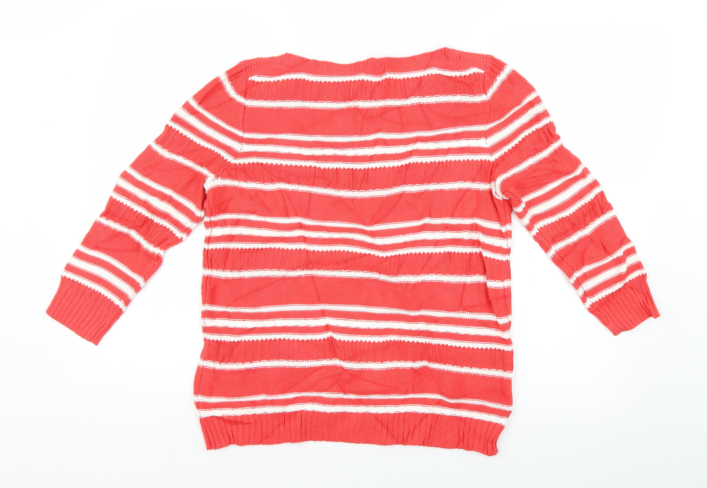 M&Co Womens Red Striped  Pullover Jumper Size 12