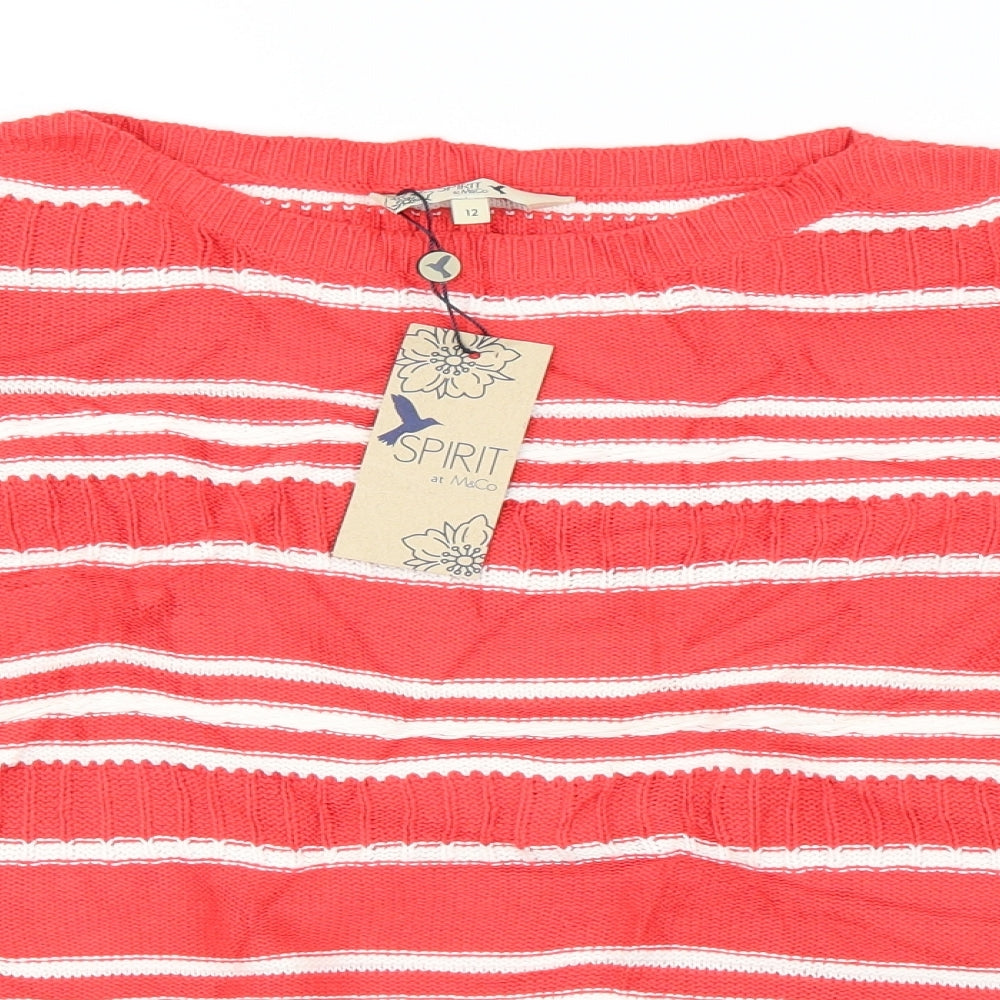 M&Co Womens Red Striped  Pullover Jumper Size 12