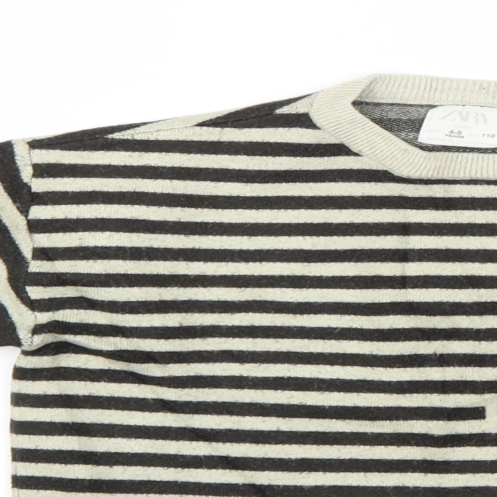 Zara Boys Ivory Striped  Pullover Jumper Size 4-5 Years