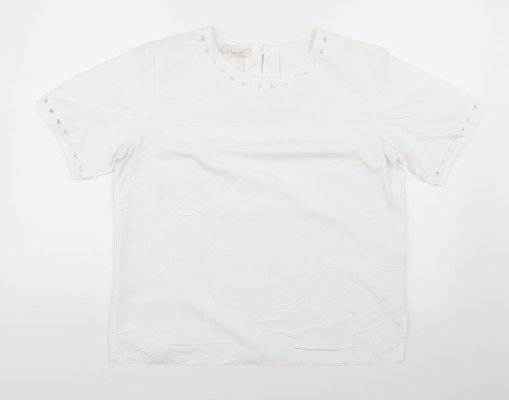 Daxon Womens White   Basic T-Shirt Size 14