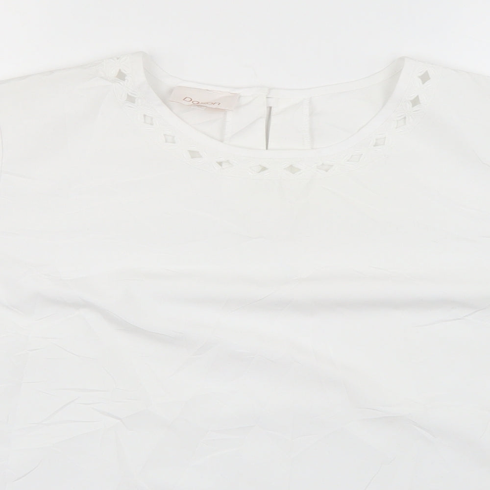 Daxon Womens White   Basic T-Shirt Size 14