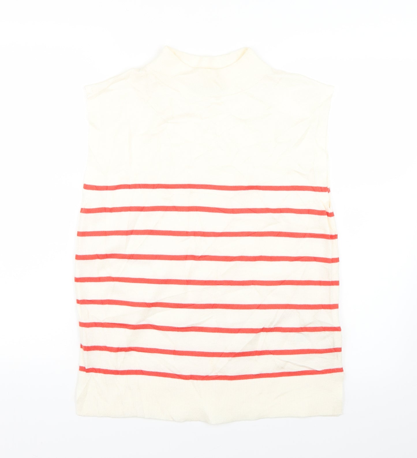 Marks and Spencer Womens Ivory Striped  Vest Jumper Size 8