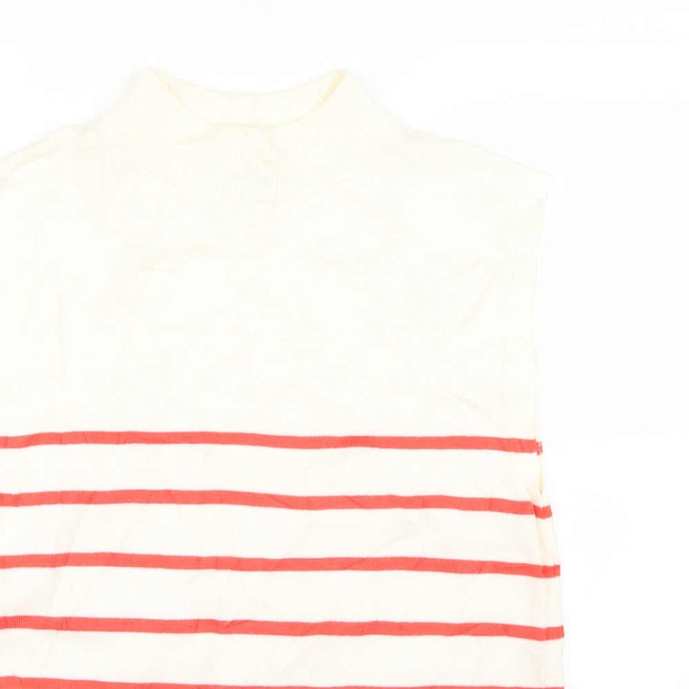 Marks and Spencer Womens Ivory Striped  Vest Jumper Size 8