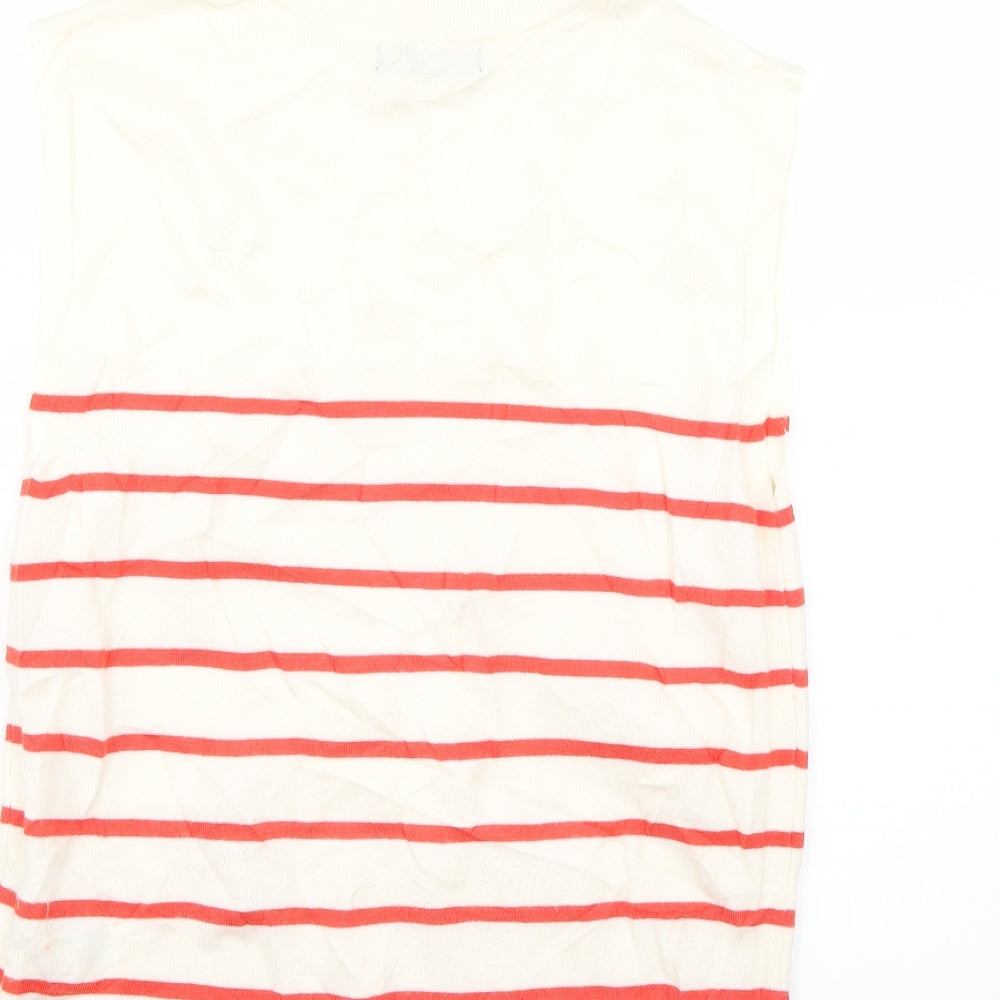 Marks and Spencer Womens Ivory Striped  Vest Jumper Size 8