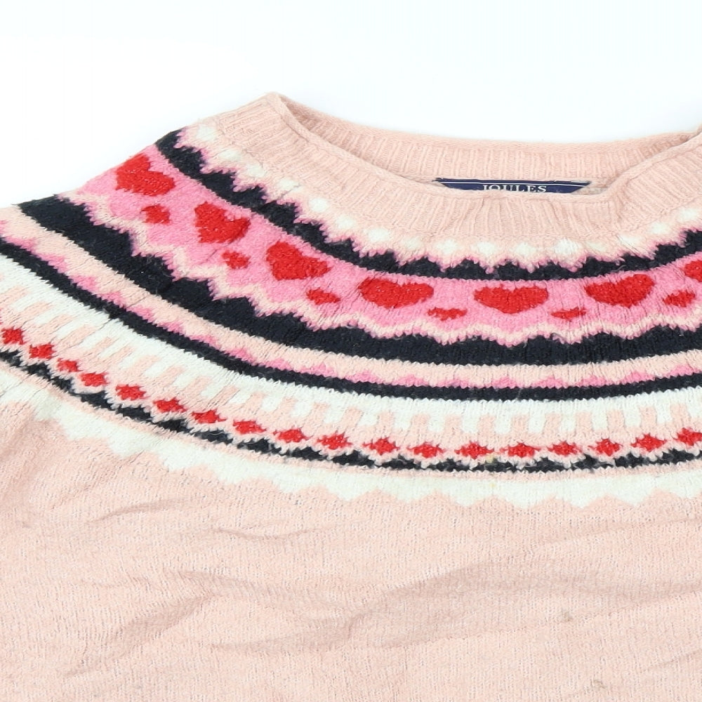 Joules Womens Pink Fair Isle  Pullover Jumper Size 14