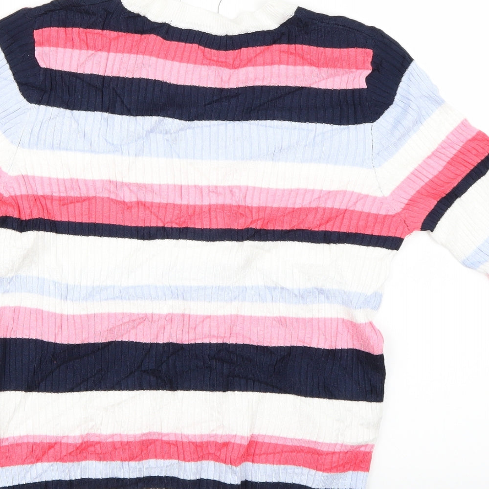 Marks and Spencer Womens Multicoloured Striped  Basic T-Shirt Size 12