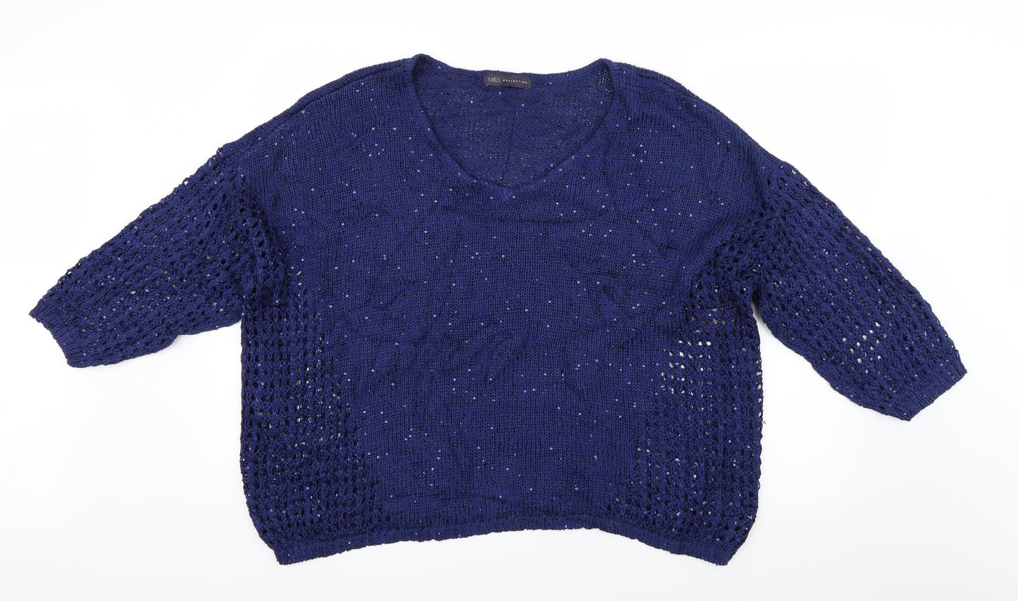 Marks and Spencer Womens Blue   Henley Jumper Size 22