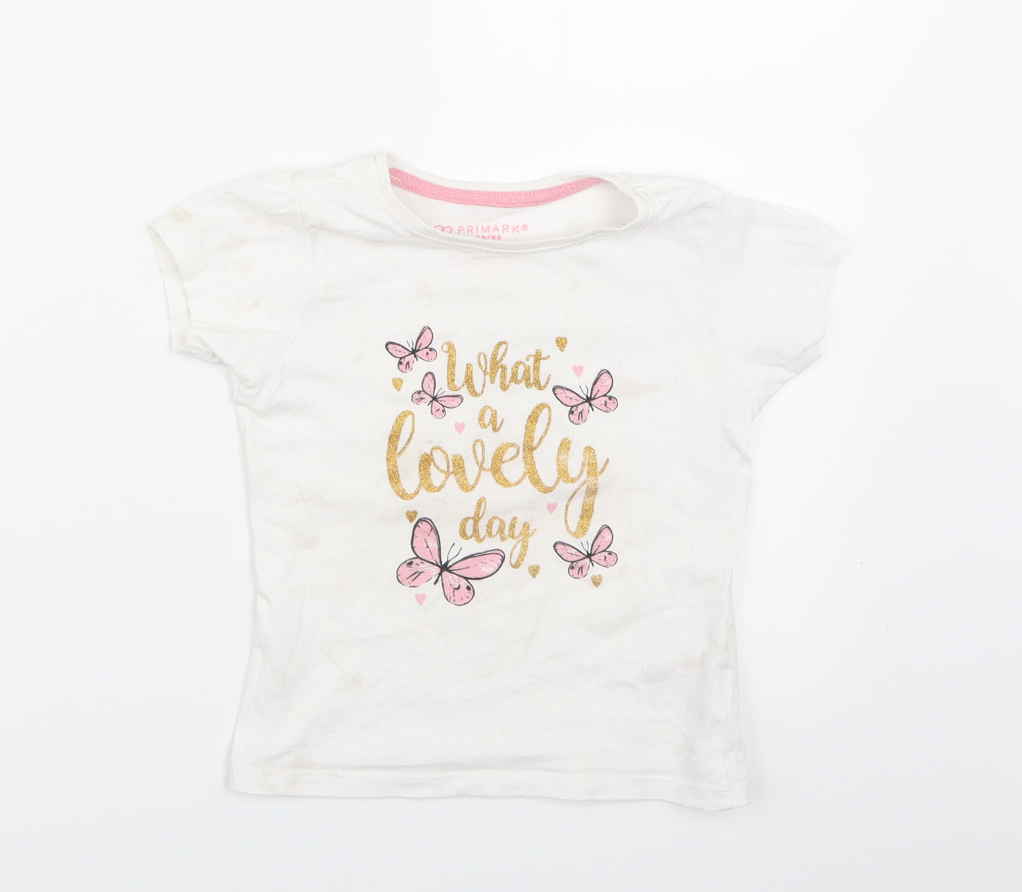 Primark Girls White   Basic T-Shirt Size 2-3 Years
