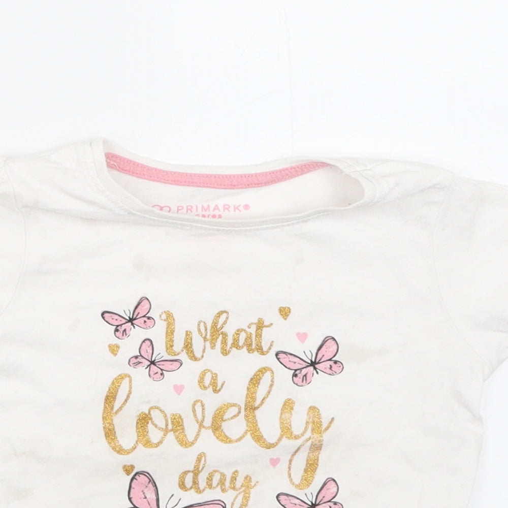 Primark Girls White   Basic T-Shirt Size 2-3 Years