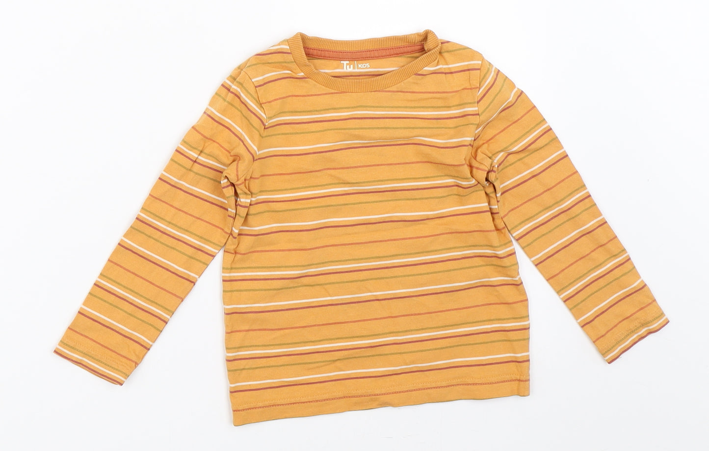 TU Boys Orange Striped  Basic T-Shirt Size 18-24 Months