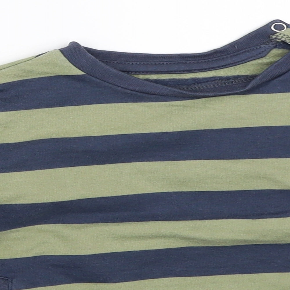 Babyboi Boys Green Striped  Pullover Sweatshirt Size 2 Years