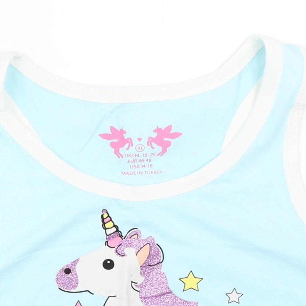 Primark Womens Blue   Cropped Tank Size XL  - unicorn