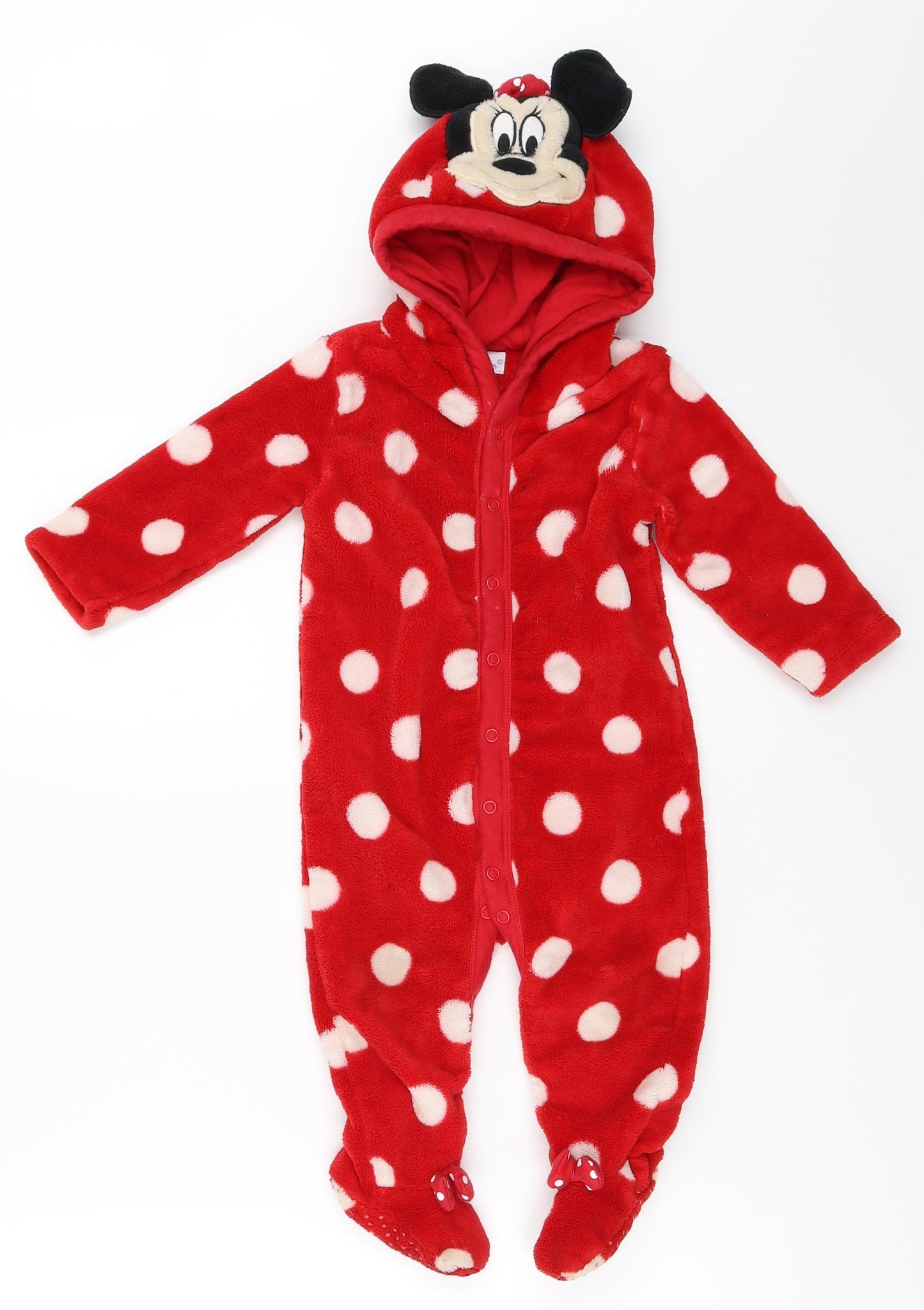 Disney Girls Red Polka Dot  Babygrow One-Piece Size 12 Months  - mickey mouse onesie