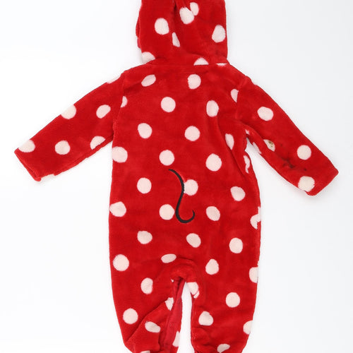 Disney Girls Red Polka Dot  Babygrow One-Piece Size 12 Months  - mickey mouse onesie