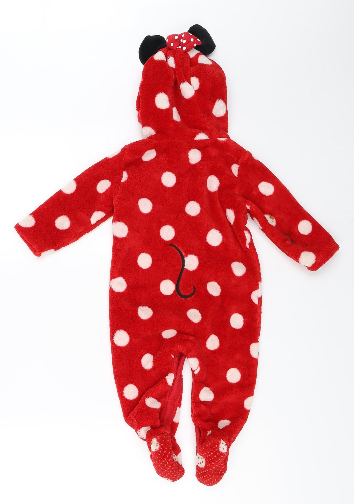 Disney Girls Red Polka Dot  Babygrow One-Piece Size 12 Months  - mickey mouse onesie