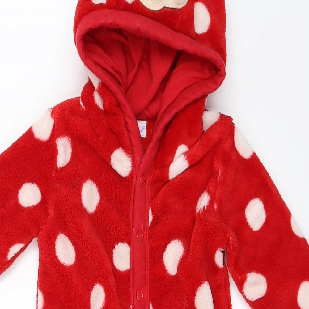 Disney Girls Red Polka Dot  Babygrow One-Piece Size 12 Months  - mickey mouse onesie