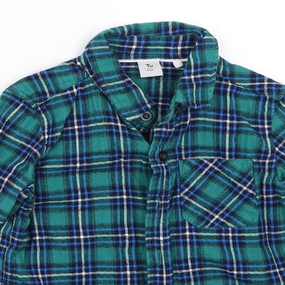 TU Boys Green Check  Basic Button-Up Size 2-3 Years