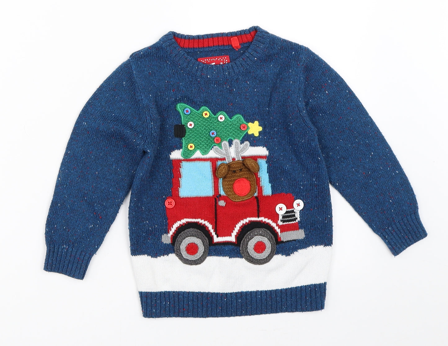 TU Boys Blue   Pullover Jumper Size 18-24 Months  - christmas jumper