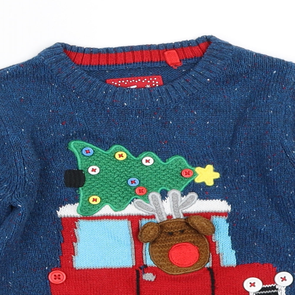 TU Boys Blue   Pullover Jumper Size 18-24 Months  - christmas jumper