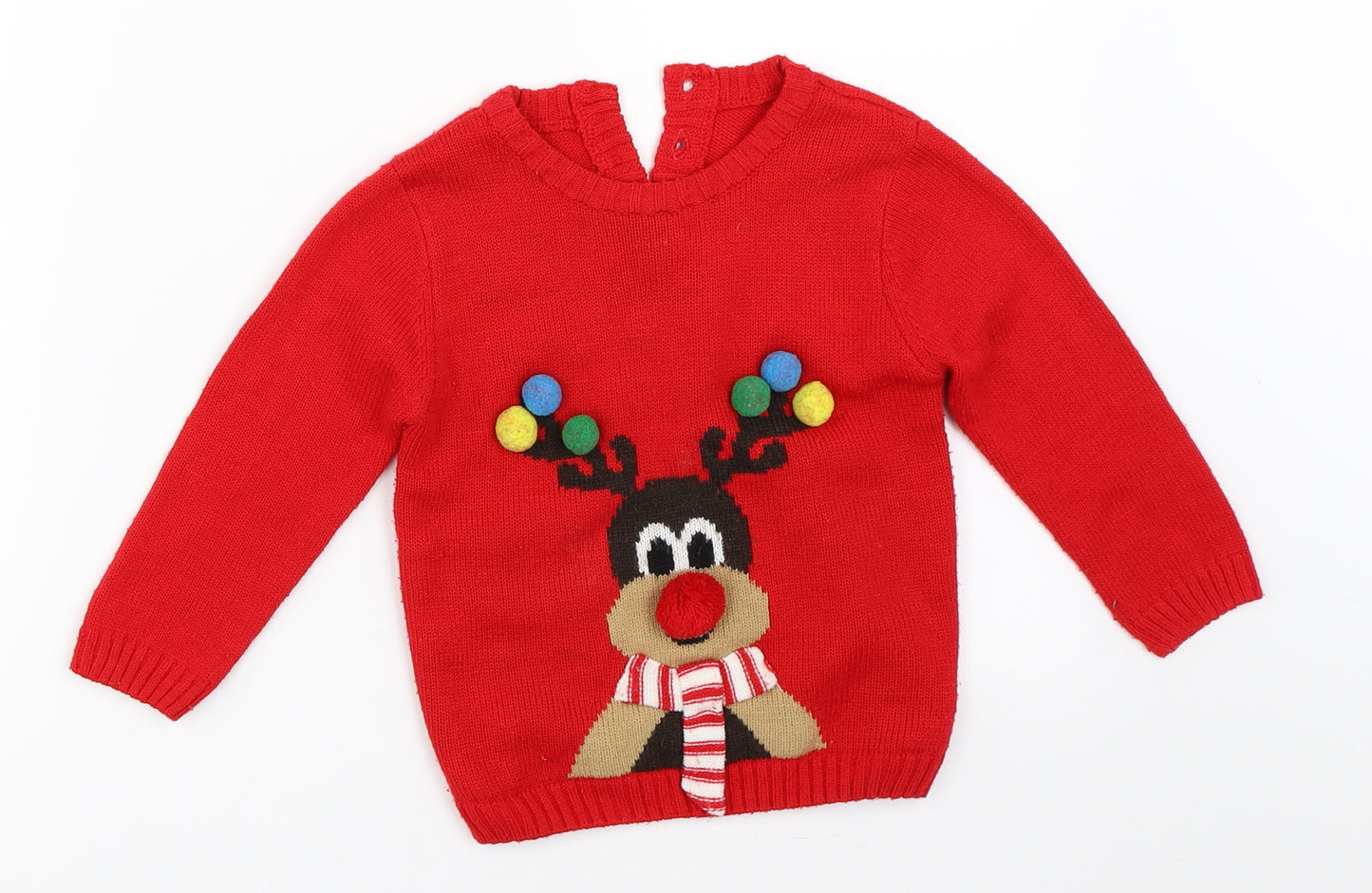 Matalan Boys Red   Pullover Jumper Size 2-3 Years  - christmas jumper