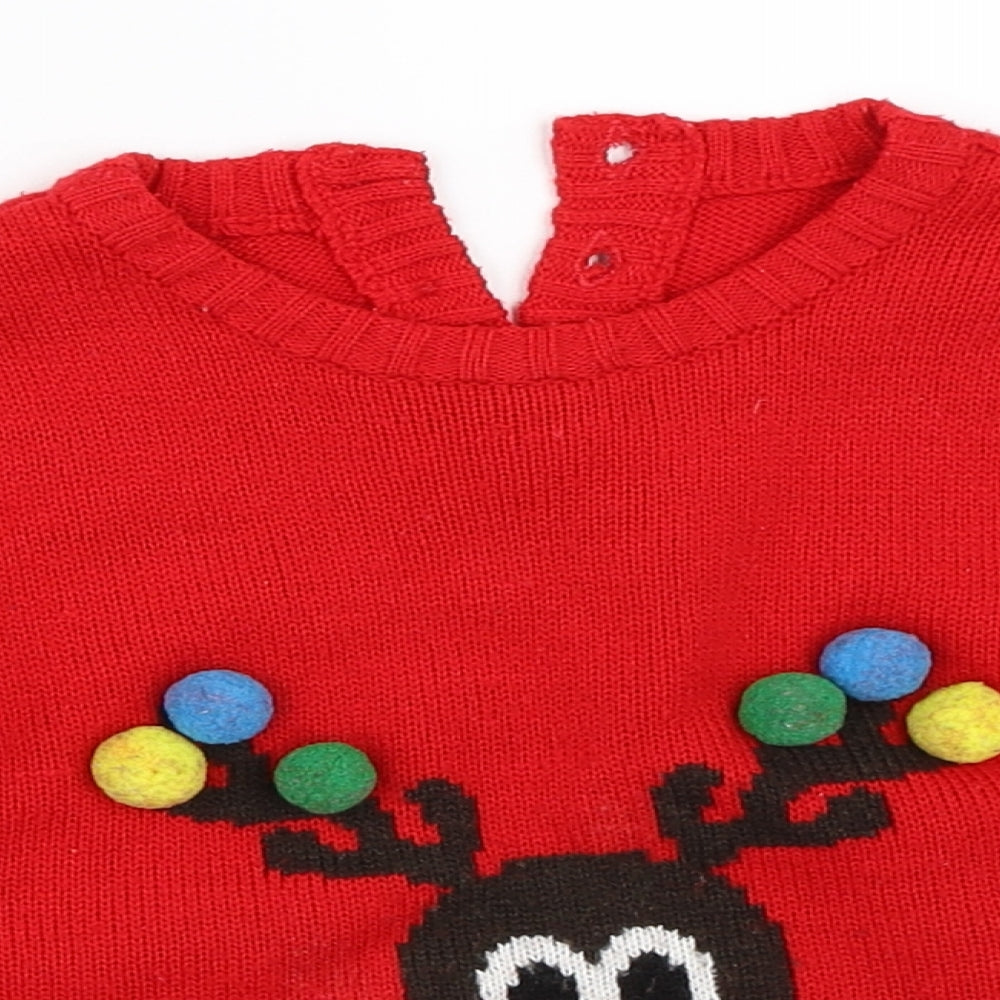 Matalan Boys Red   Pullover Jumper Size 2-3 Years  - christmas jumper