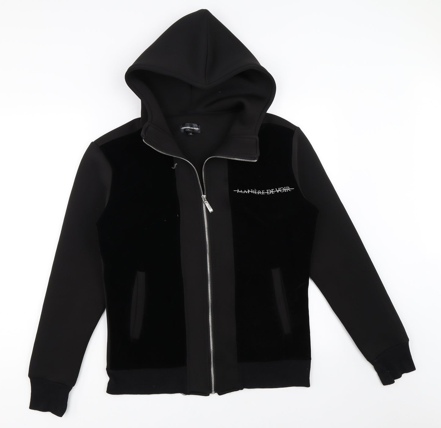 Manier De Voir Mens Black   Full Zip Hoodie Size M