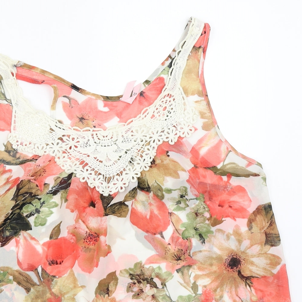 MIA Womens Pink Floral  Basic Blouse Size 12