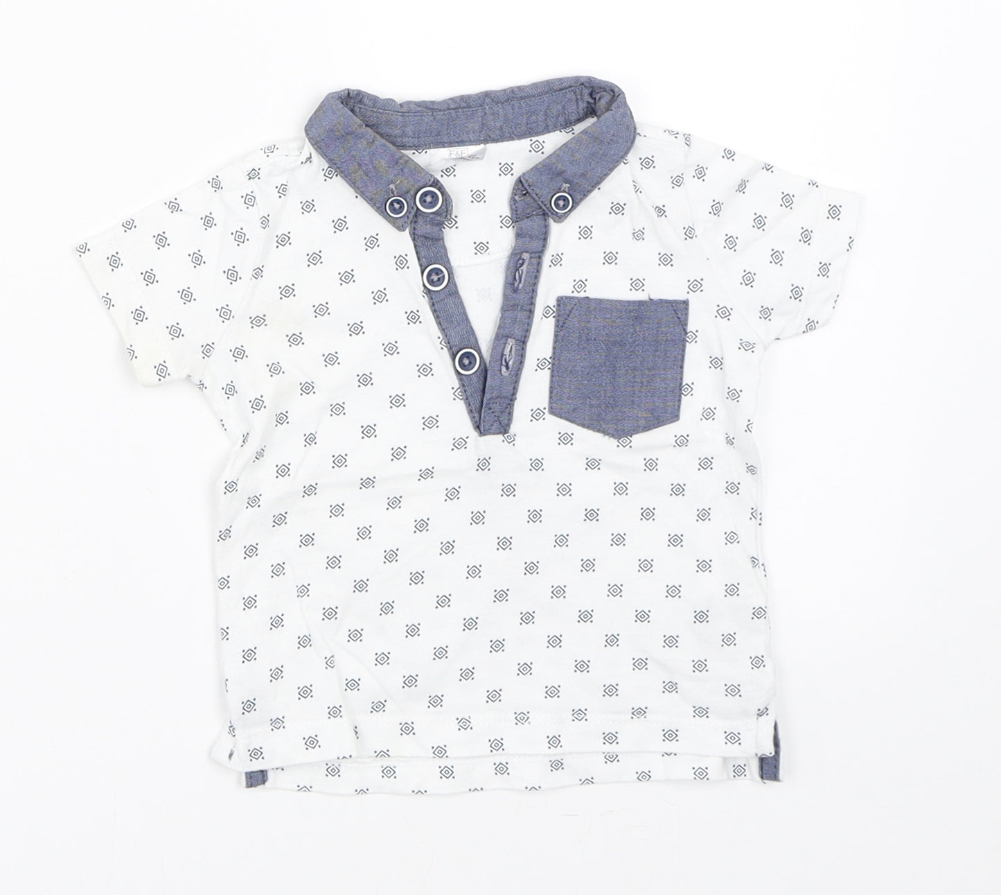 F&F Boys White   Basic T-Shirt Size 3-6 Months