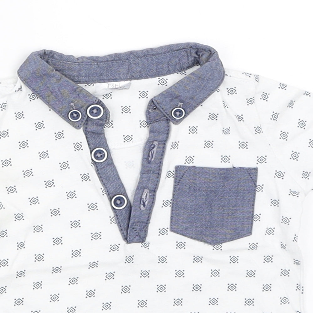 F&F Boys White   Basic T-Shirt Size 3-6 Months