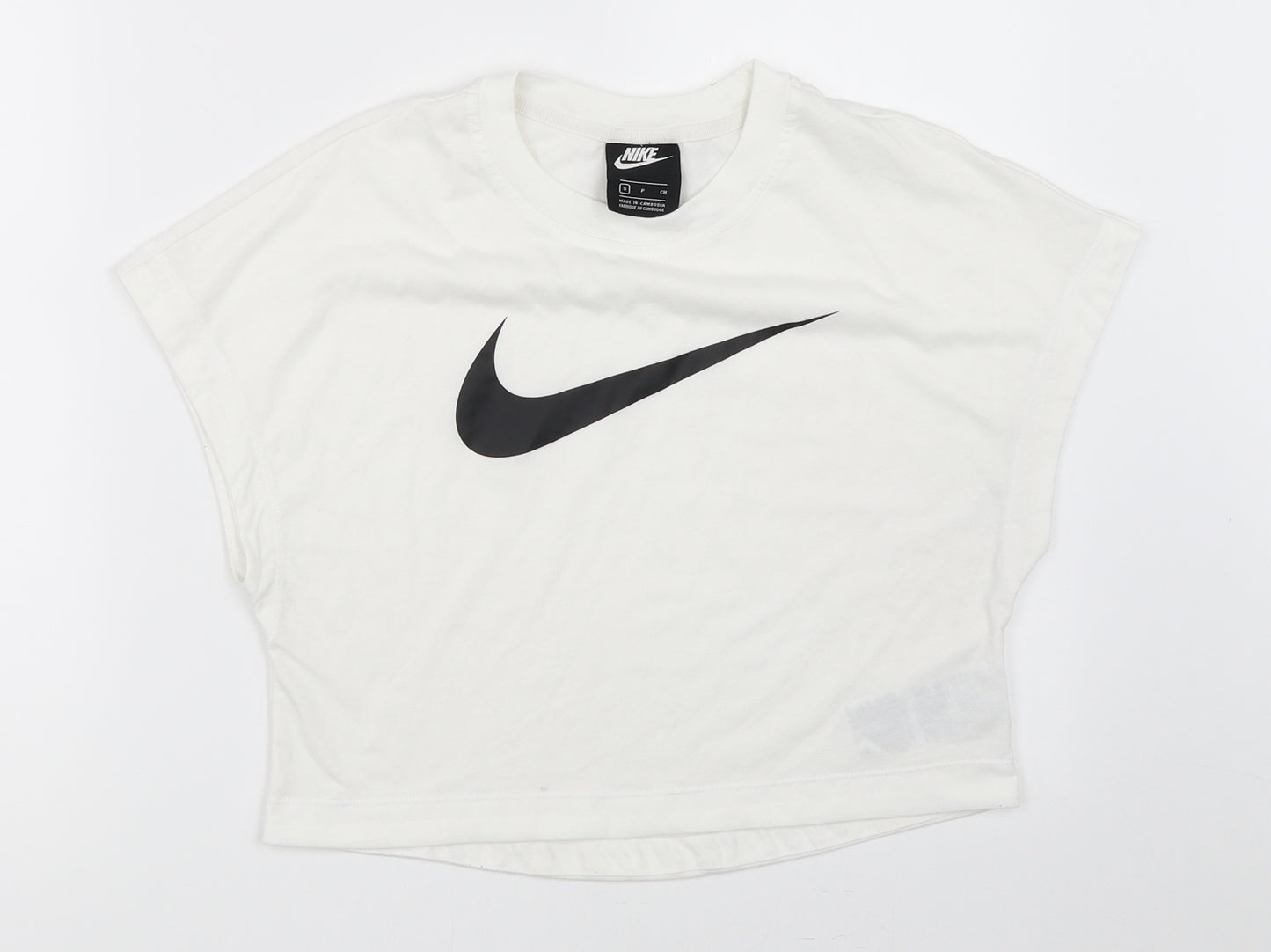 Nike Womens White   Cropped T-Shirt Size S