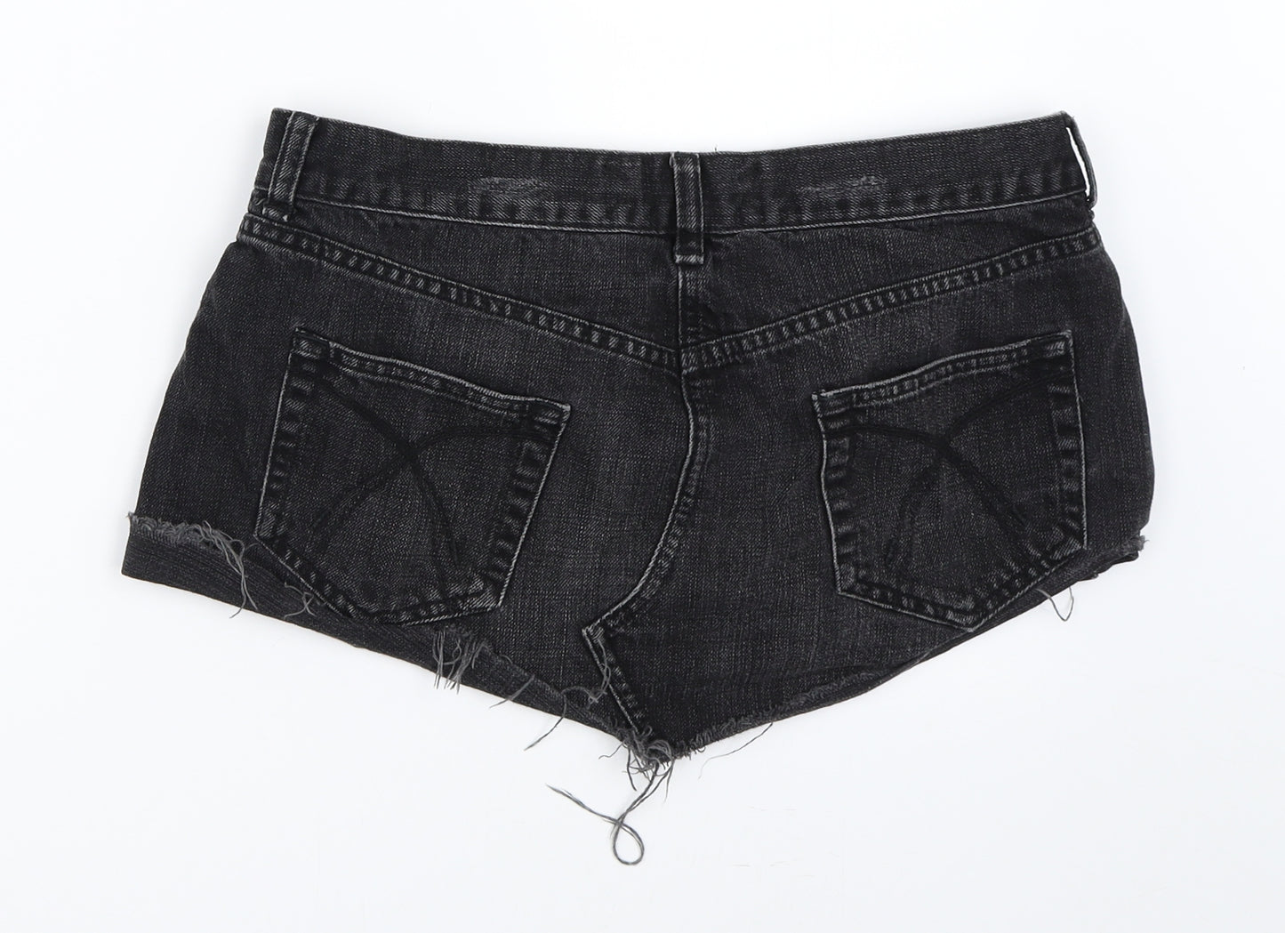 Preworn Womens Black  Denim Mini Skirt Size 12