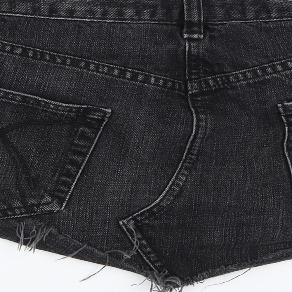Preworn Womens Black  Denim Mini Skirt Size 12