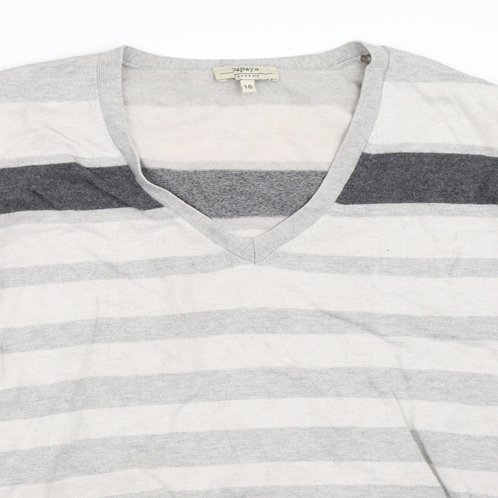 Papaya Womens Grey Striped  Pullover Jumper Size 18