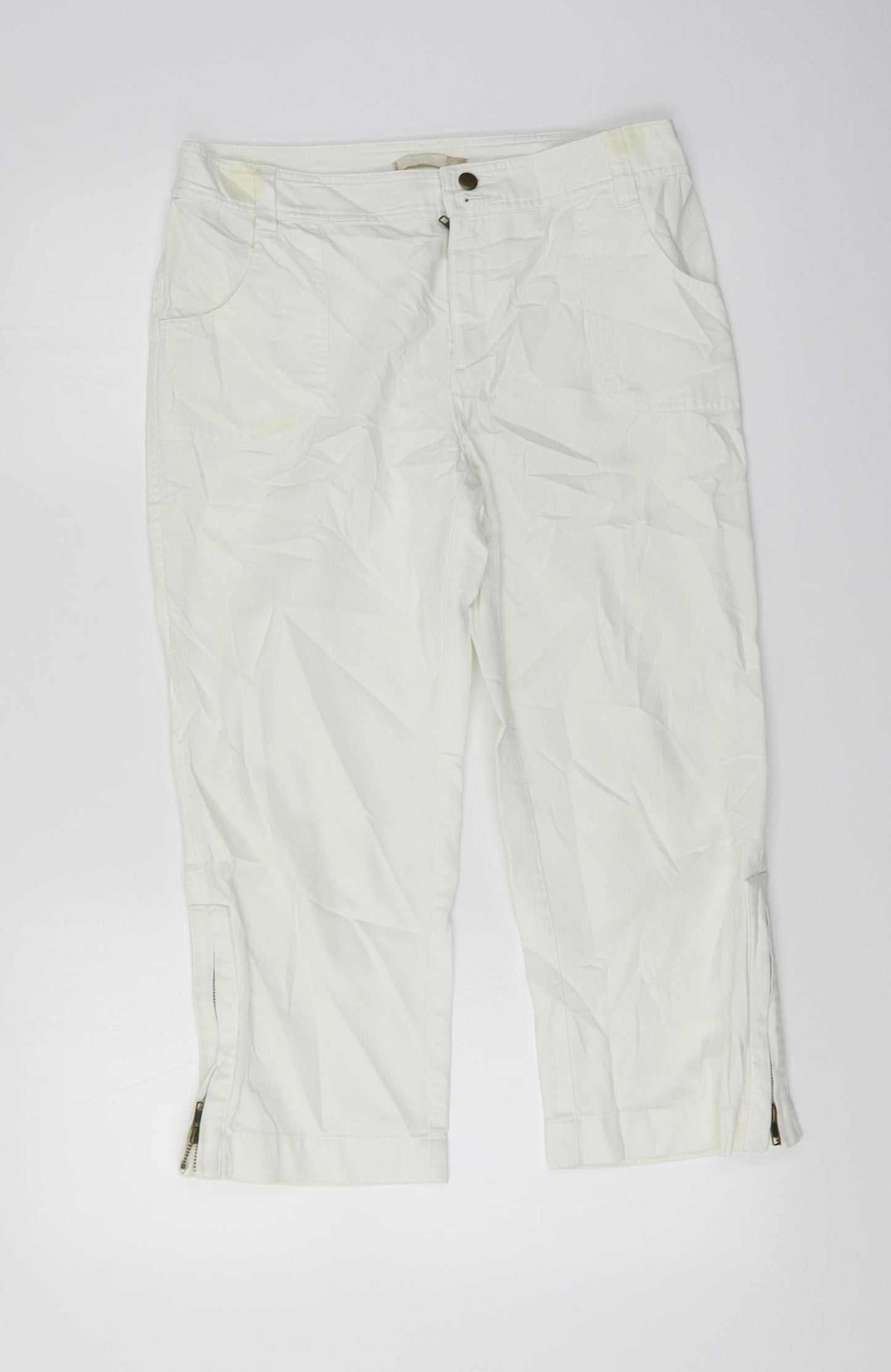 Preworn  Womens White   Cropped Jeans Size 12 L21 in