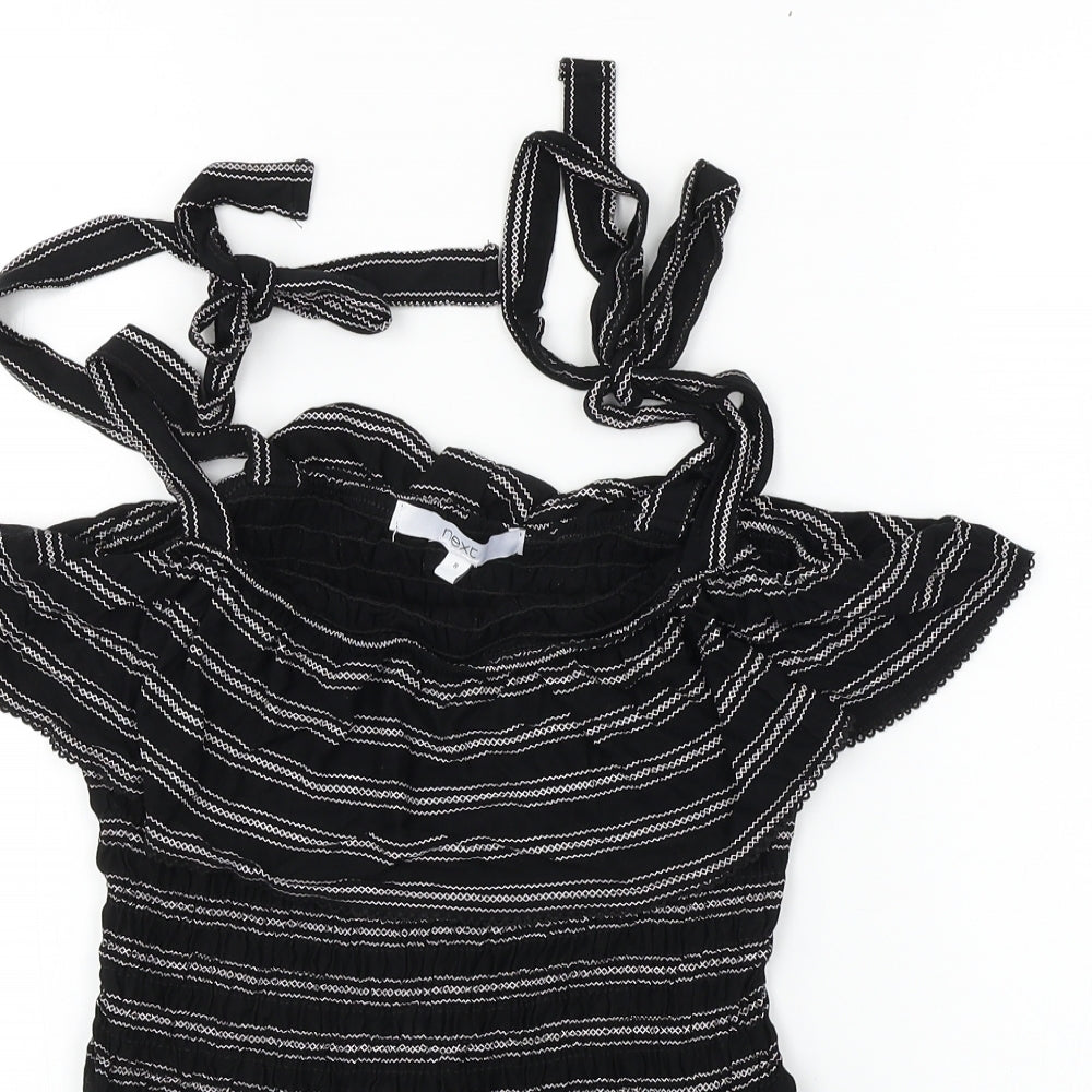 NEXT  Womens Black Striped  Basic T-Shirt Size 8