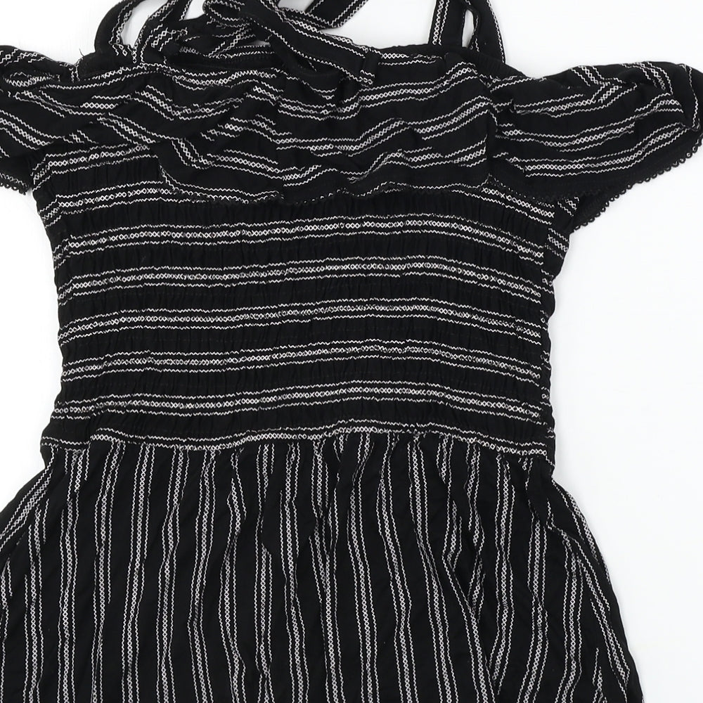 NEXT  Womens Black Striped  Basic T-Shirt Size 8