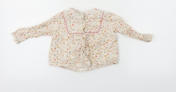 Preworn Girls White Floral Basic Button-Up Size 12-18 Months