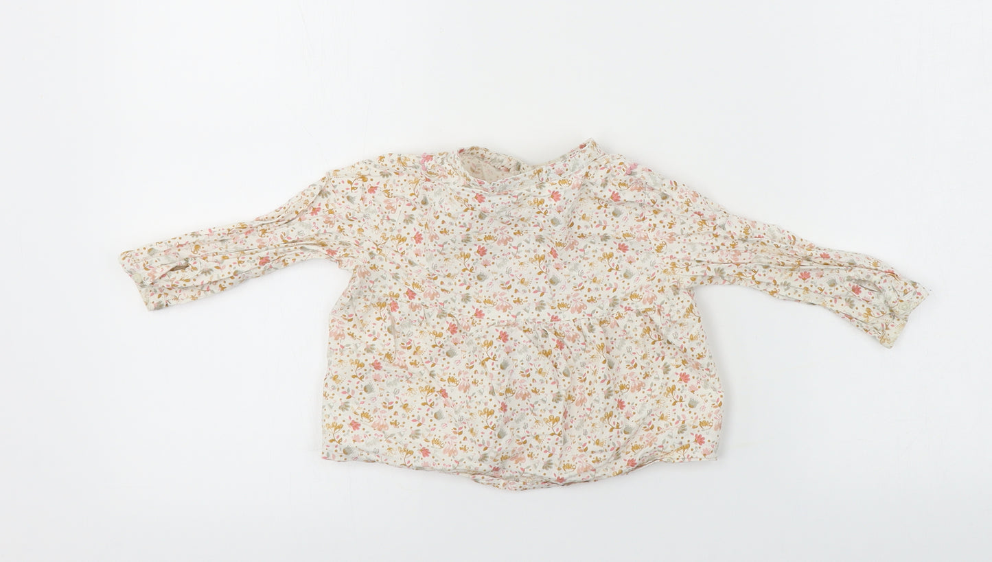 Preworn Girls White Floral  Basic Button-Up Size 12-18 Months