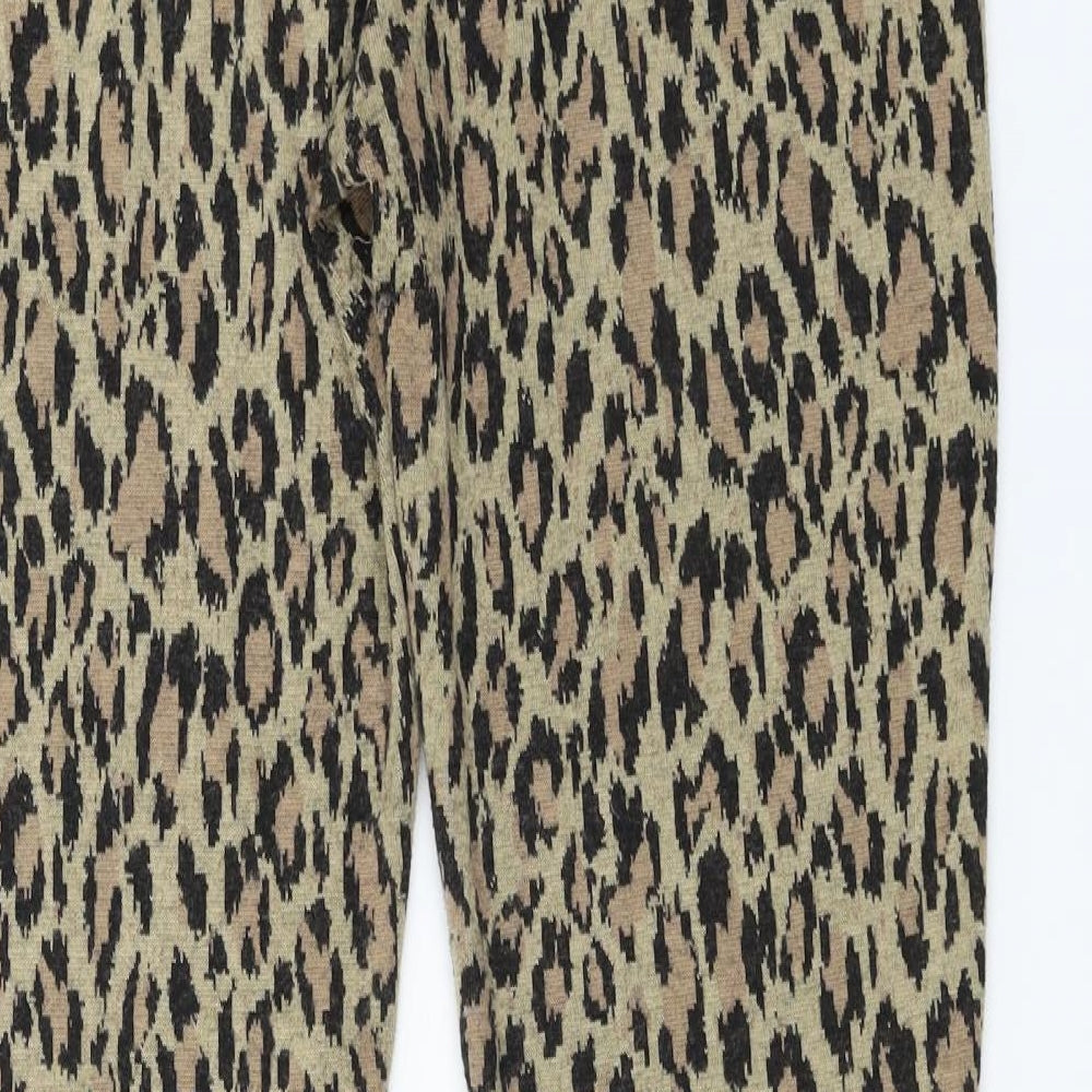 F&F  Womens Beige Animal Print  Trousers  Size 12 L26 in
