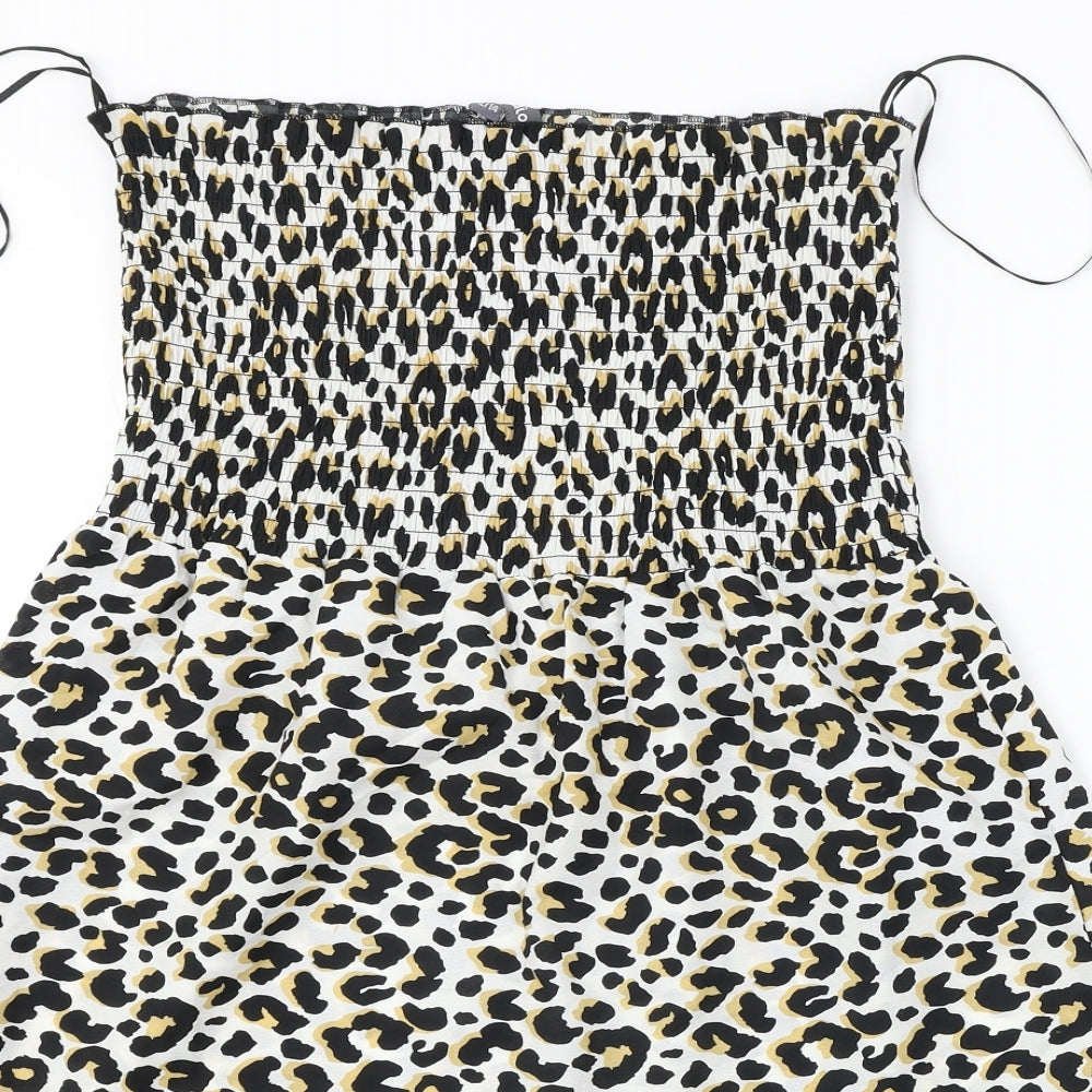 Studio Womens White Animal Print  A-Line  Size 12